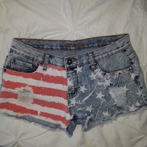 American Flag jean shorts